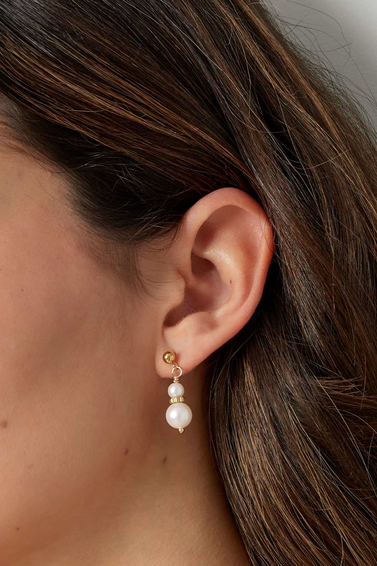 Ohrring mit zwei Perlenanhängern – Silber h5 Bild3